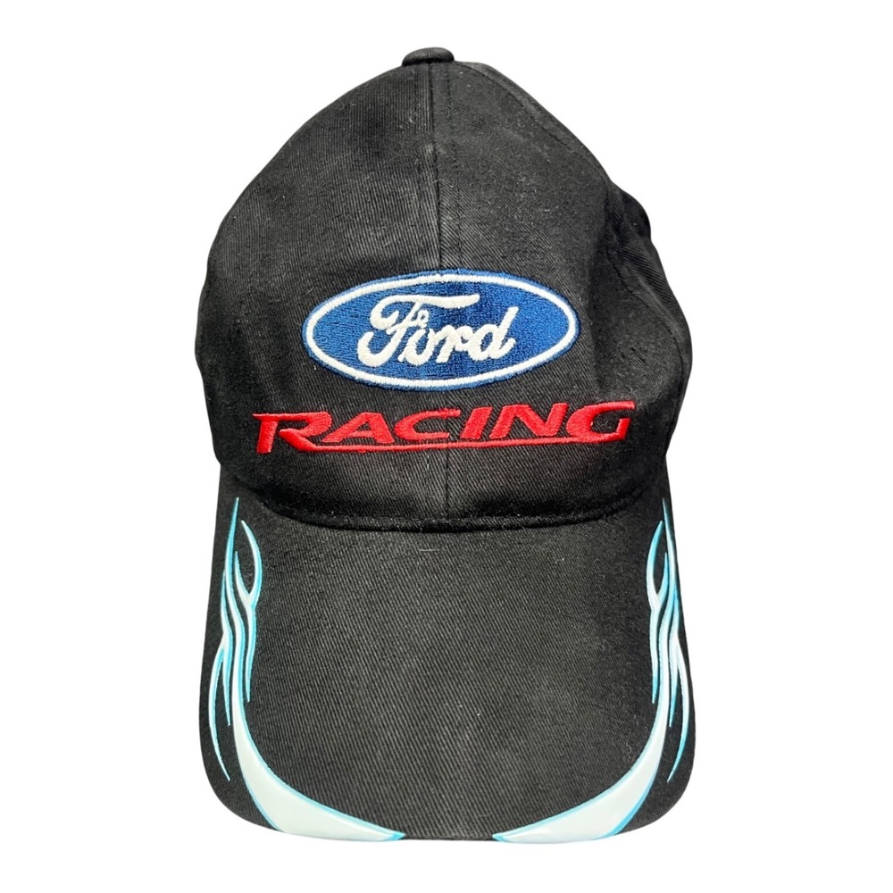 Ford Racing NASCAR Hat H3 Sportgear Black Cotton Flame Graphic Adjustable Cap